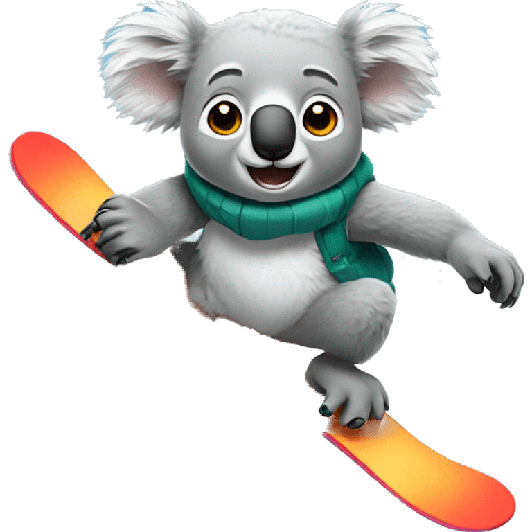 Koala snowboarding emoji