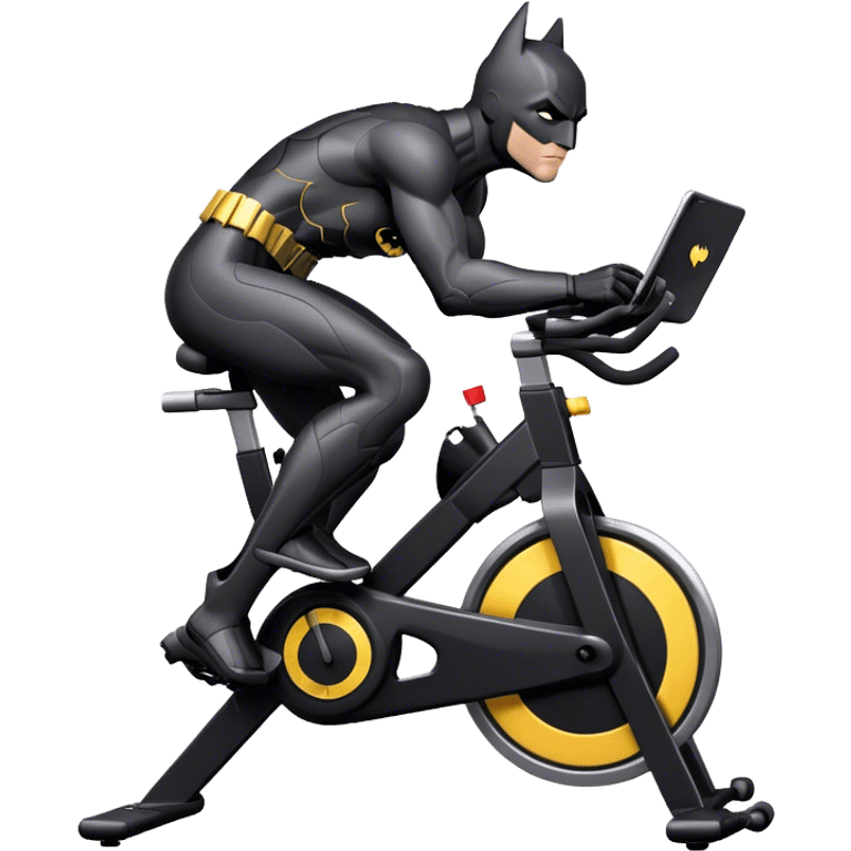 black Batman suit on a spinning bike emoji