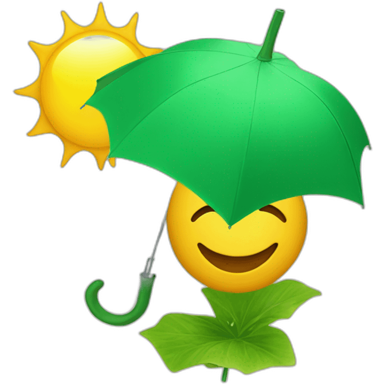 the sun with a green umbrella emoji