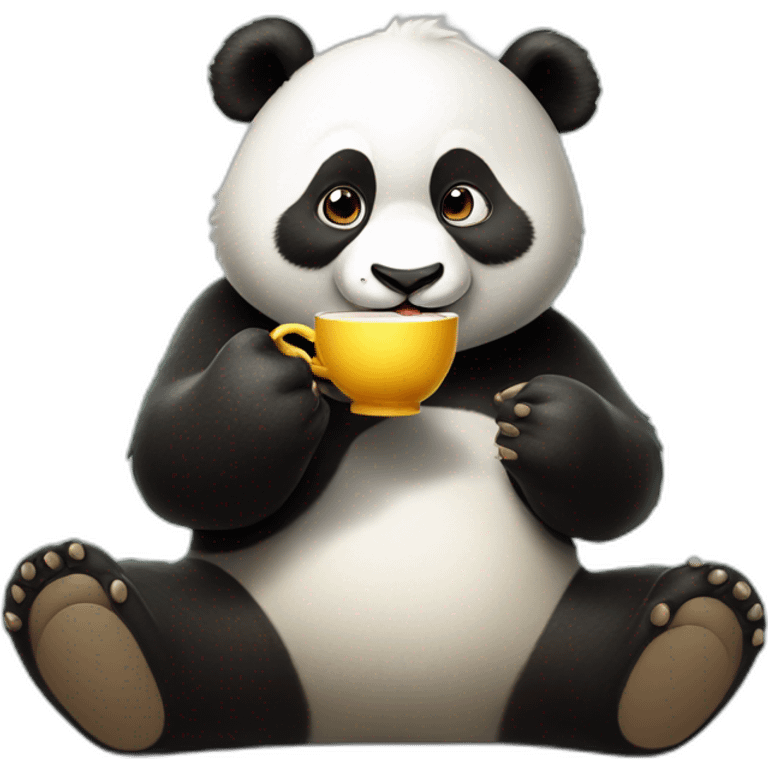 Happy panda sipping tea emoji