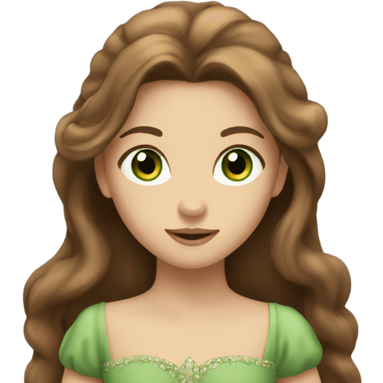 princess with Long Brown Hair and Green eyes  emoji