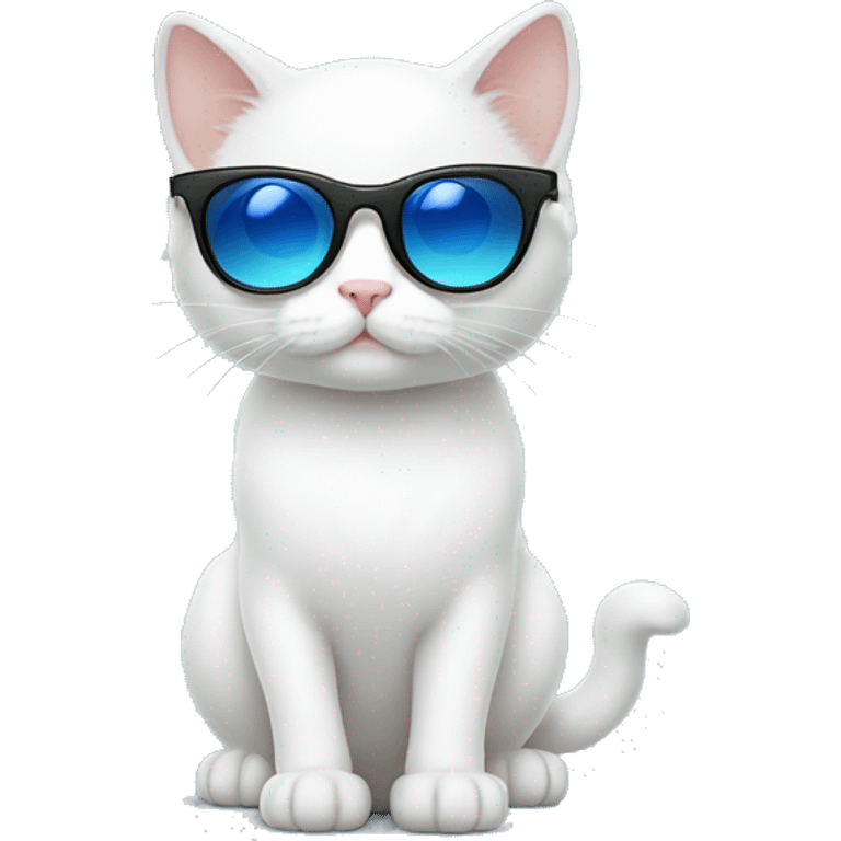 White small cute cat with blue eyes with sunglasses  emoji