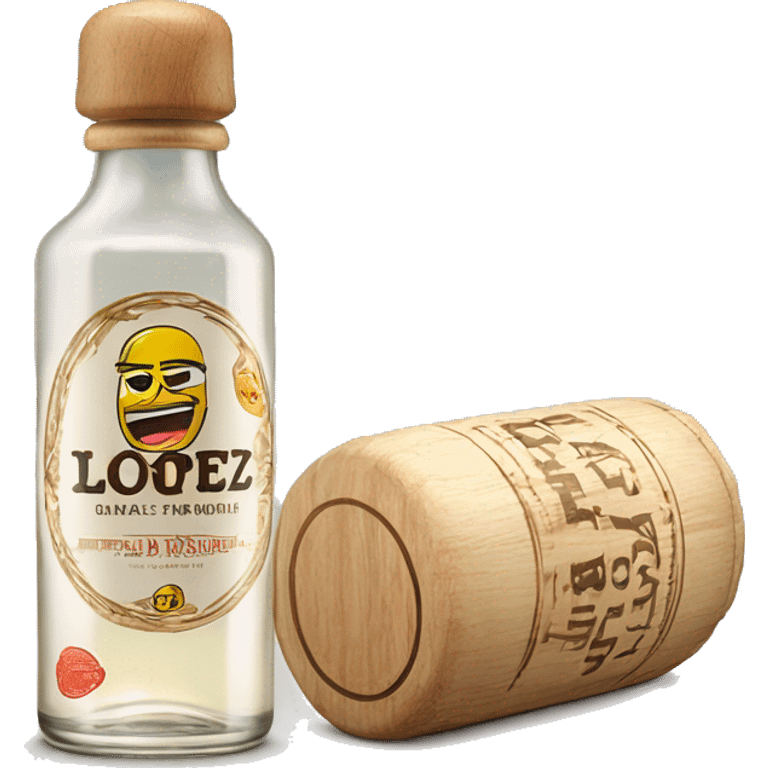 A long cylindrical tequila blanco bottle with the text "LOPEZ" clearly written in the middle of the label and a light wood cap emoji