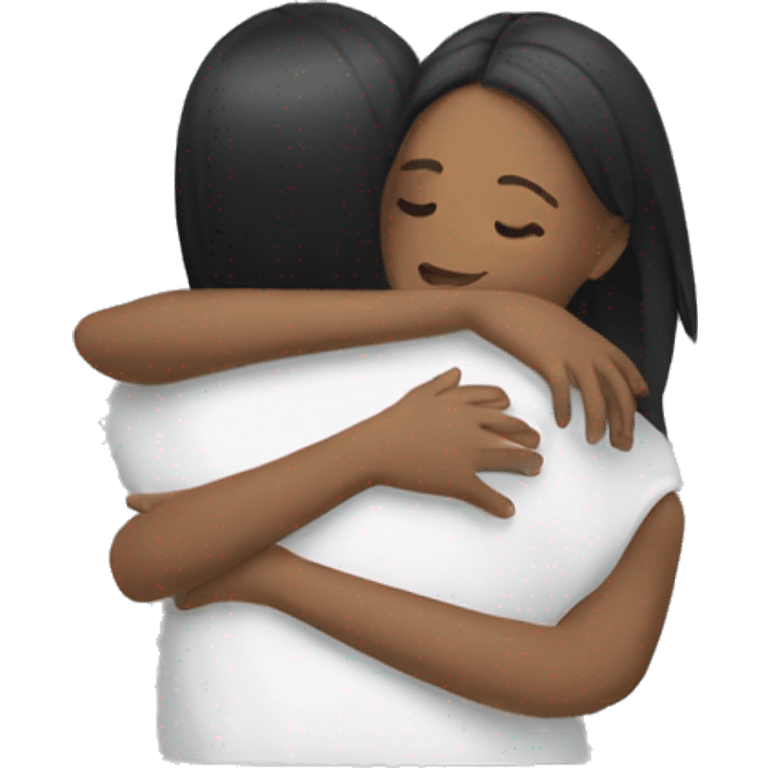 two girls white hugging each other emoji