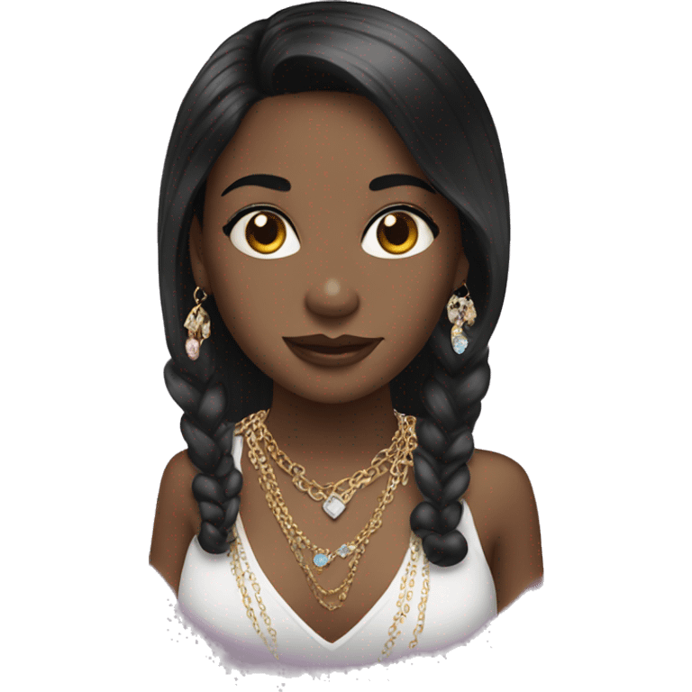 black haired girl  with jewelry emoji