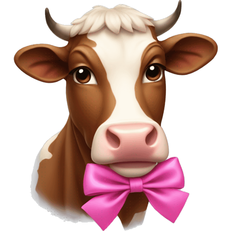 brown cow with pink bow emoji