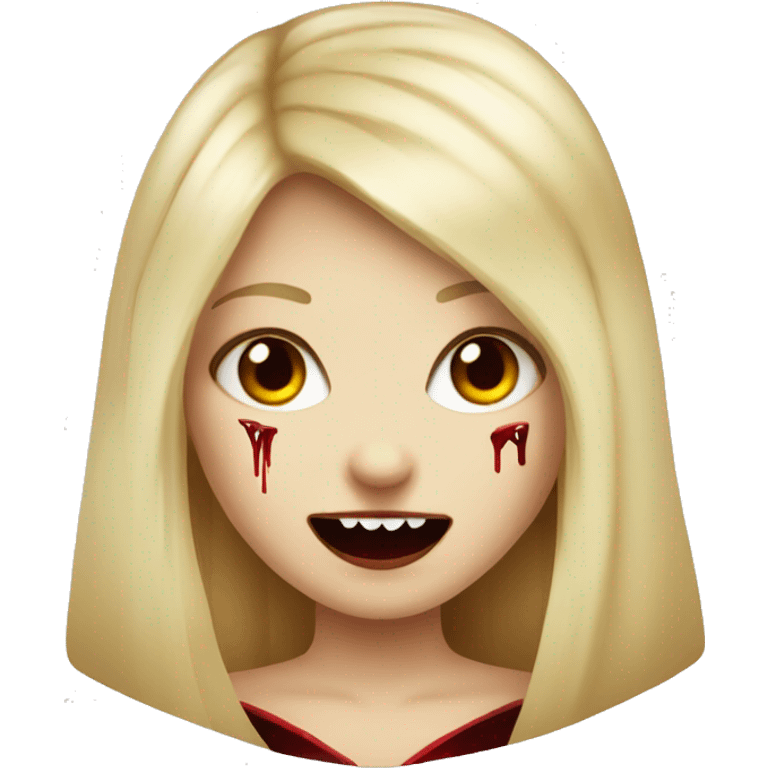 vampire blonde girl with vampire teeth an blood emoji