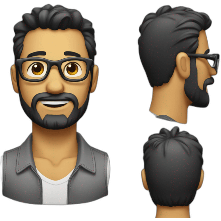 Chico rapado con barba y con gafas emoji