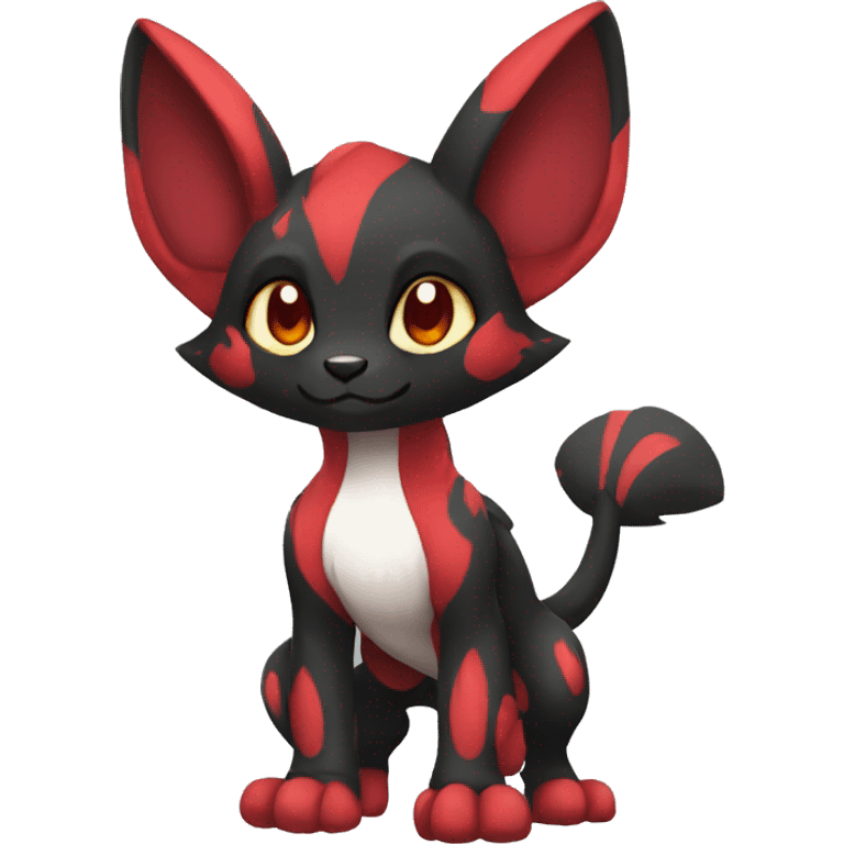 Cute cool black red animal hybrid Fakemon full body emoji