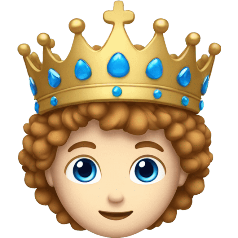 White boy with Brown flippy hair and blue eyes with crown on his head emoji