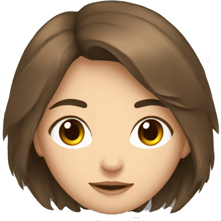 brown haired teen girl with medium length hair, mma emoji