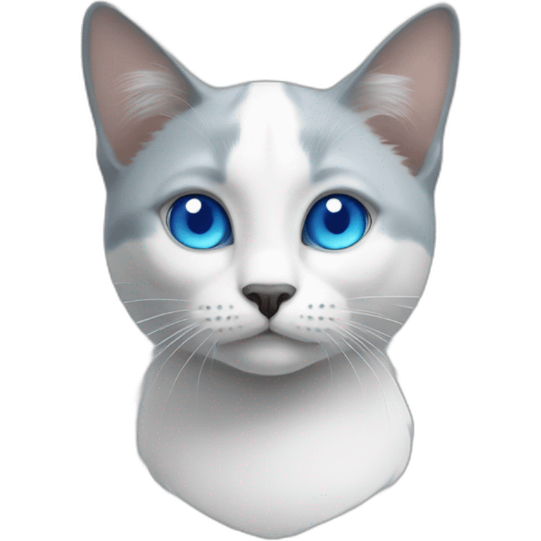 white and grey cat and blue eye head ball-shaped emoji