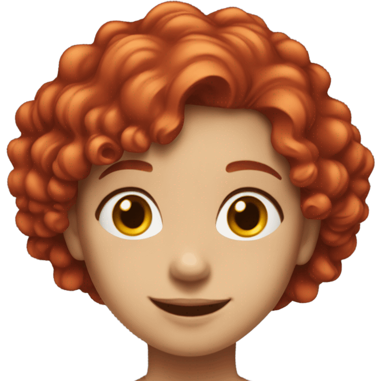 Girl with red hair in love emoji