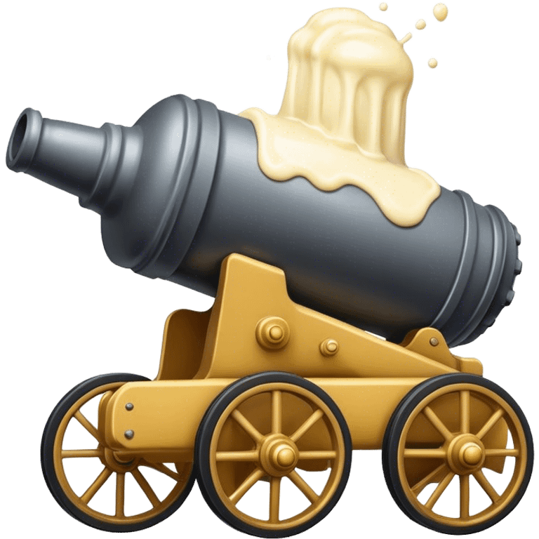 Cannon on two wheels that has some mayonnaise dripping out of the front emoji