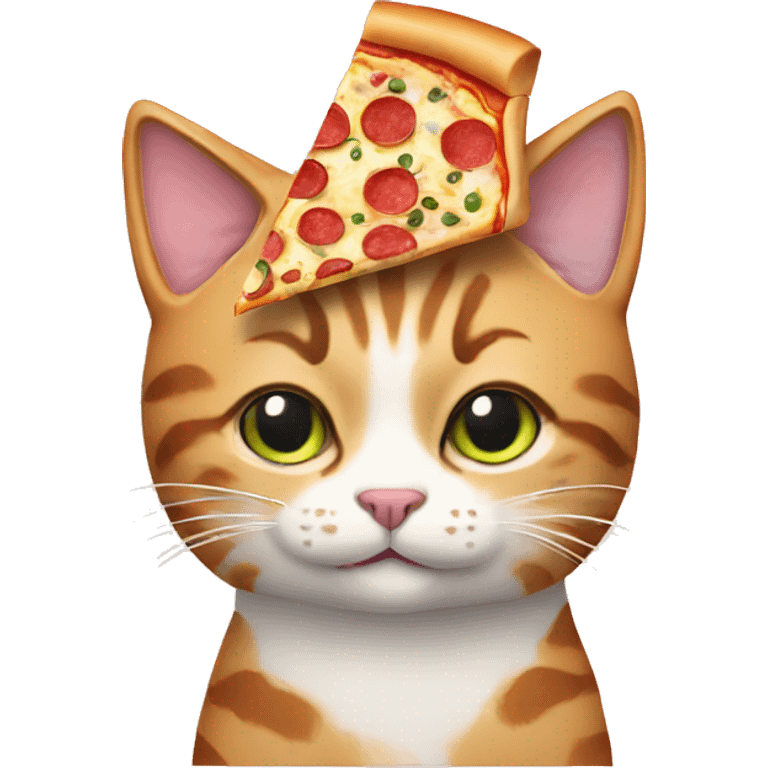 Cat with pizza slice costume on head emoji