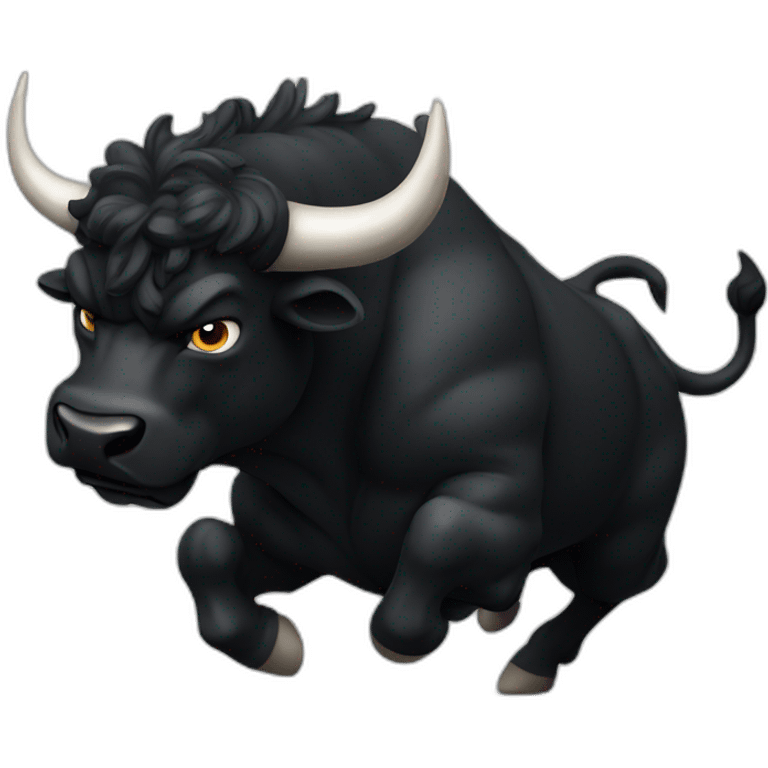 Angry running black bull emoji