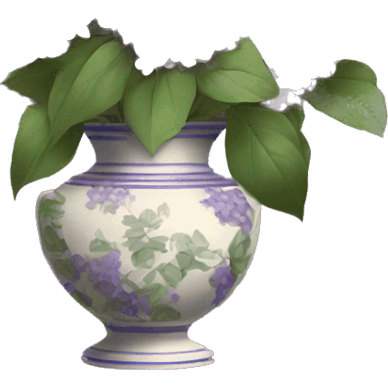 Lilac bouquet in vintage vase emoji