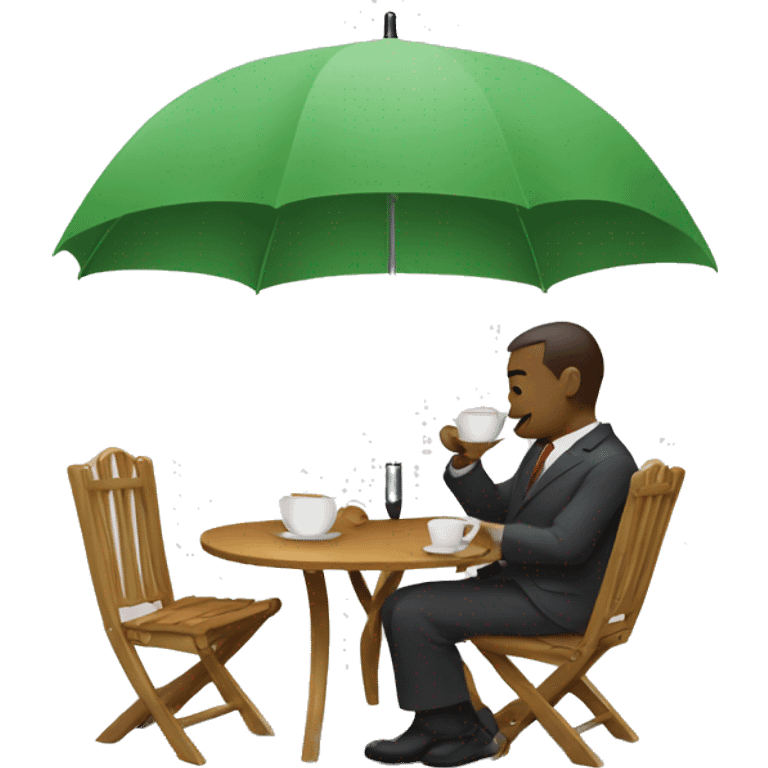 drinking tea in the umbrella emoji