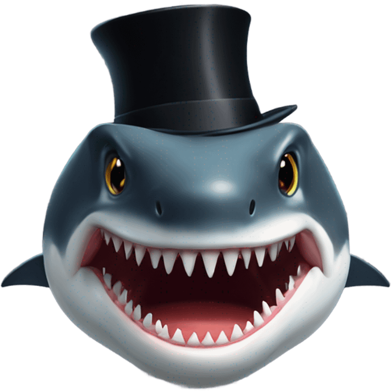 Megaladon wearing black suit and black top hat  emoji