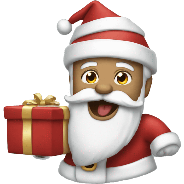 Santa stealing present emoji