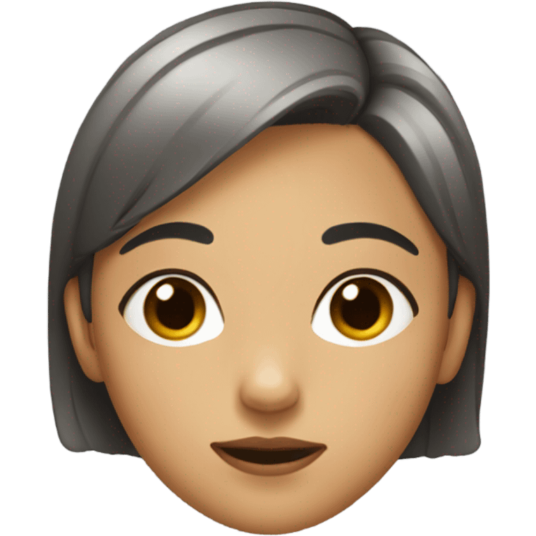 girl with short hair , mole on her nose and chin emoji