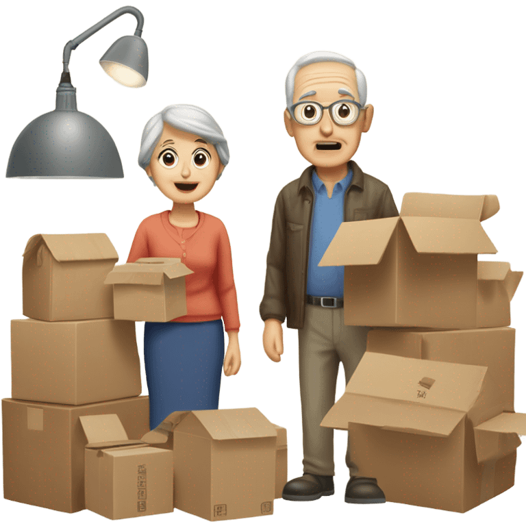 Old couple moving house emoji