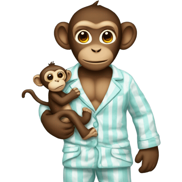 Monkey in pajamas holding teddy bear emoji