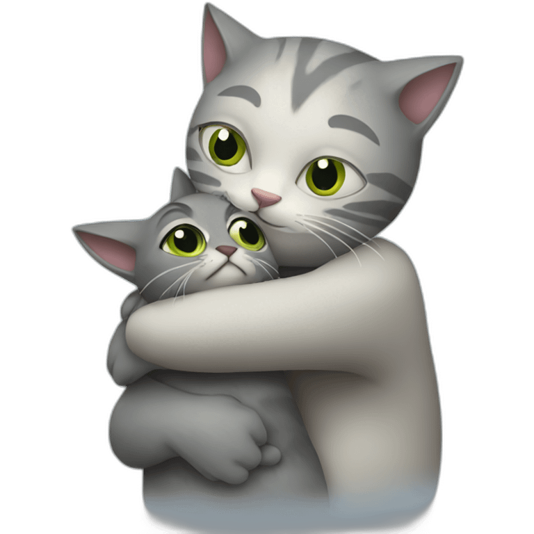 Pepe hugging grey cat emoji