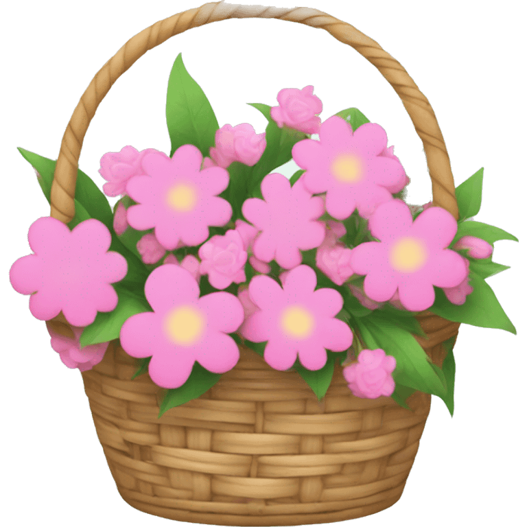 Pink basket of flowers emoji