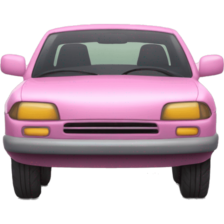 Un coche rosa con corazone emoji