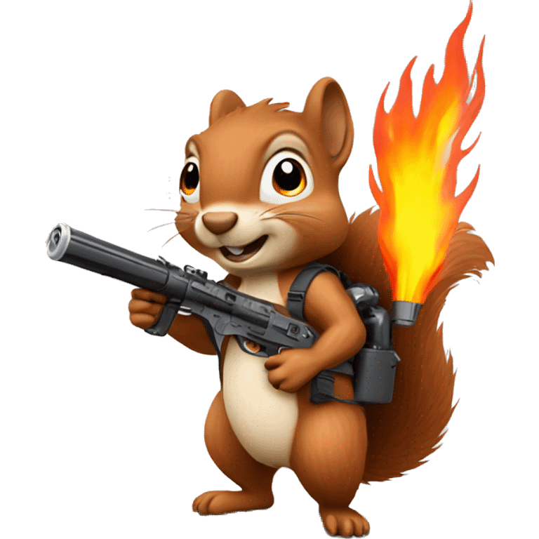 Squirrel with flamethrower emoji