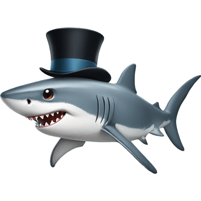 Shark with a top hat emoji