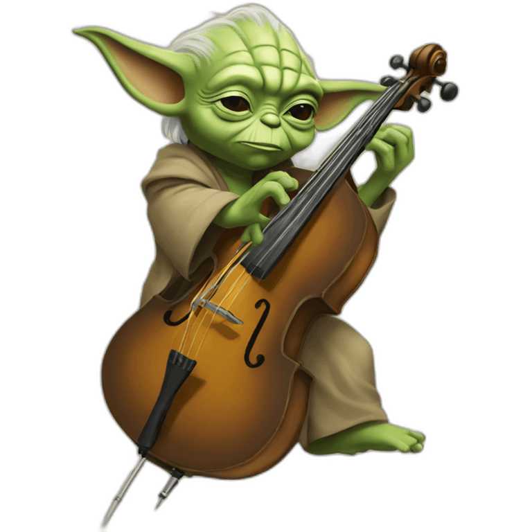 Yoda playing upright bass emoji