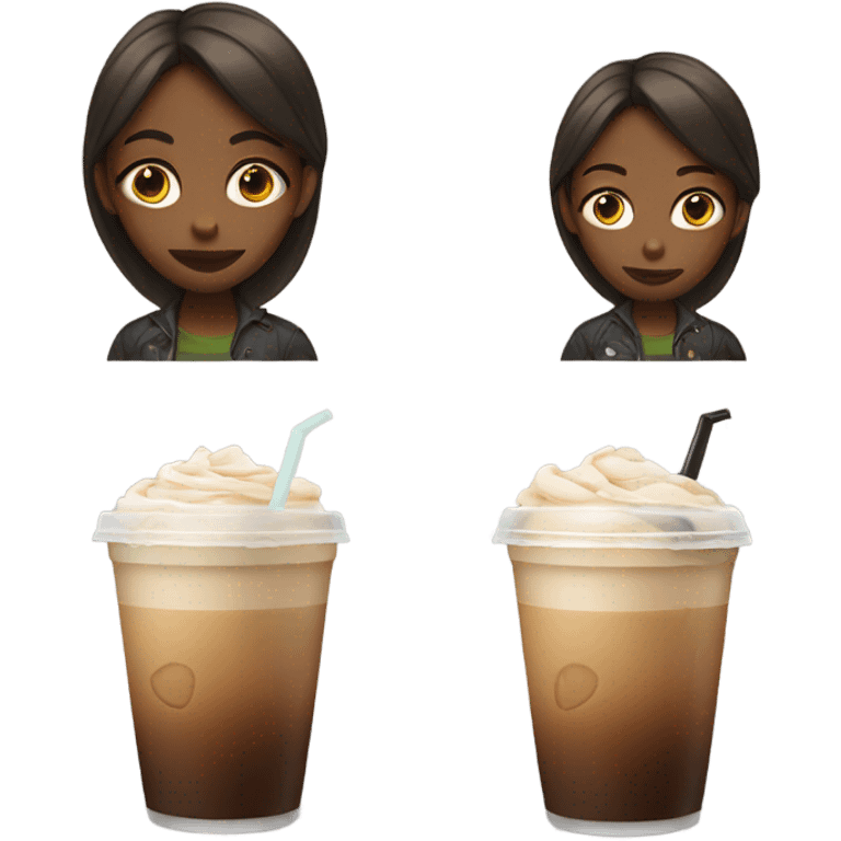 Girl drinking iced coffee emoji