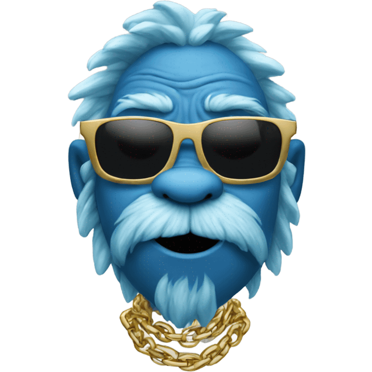 Blue grinch with sunglasses and gold chain emoji