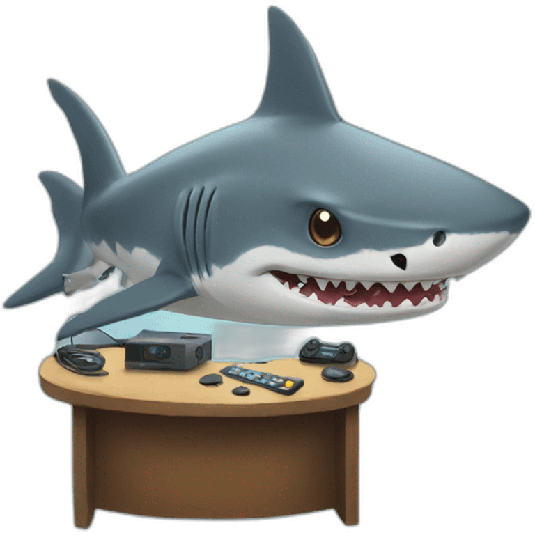 shark playing videogames emoji