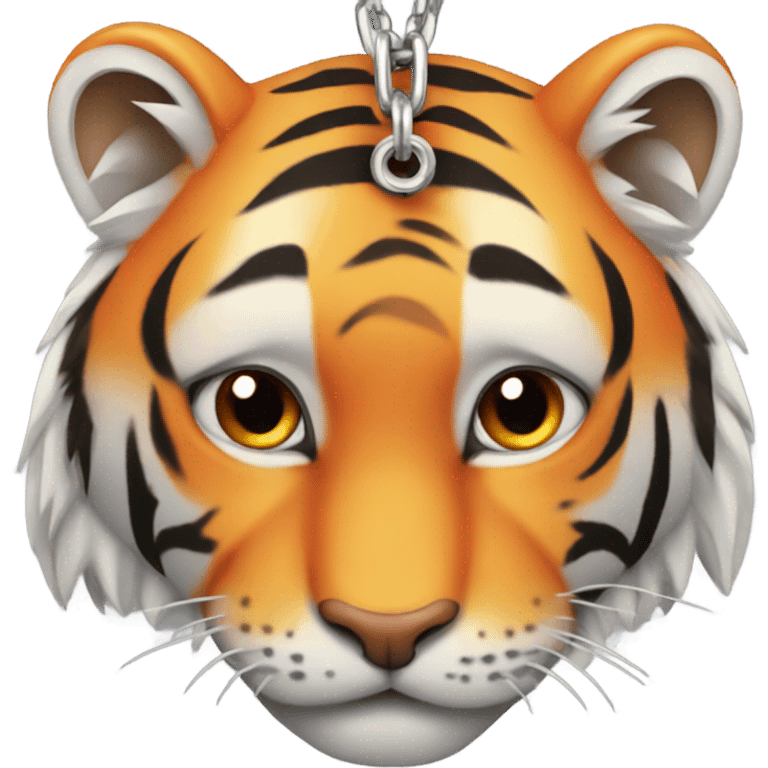 Orange Tiger wearing a chain necklace emoji