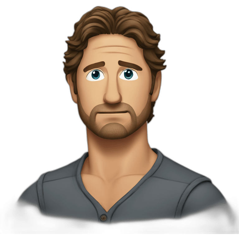 actor gerard butler serious cartoon wearing henley emoji