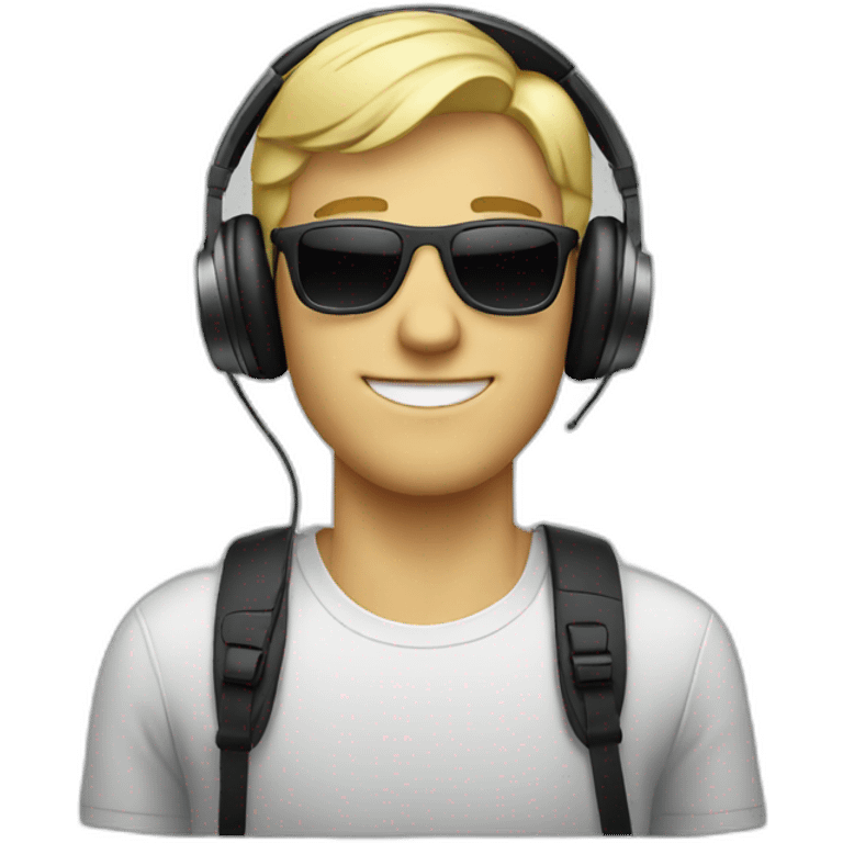 Blonde guy with sunglasses and headphones emoji