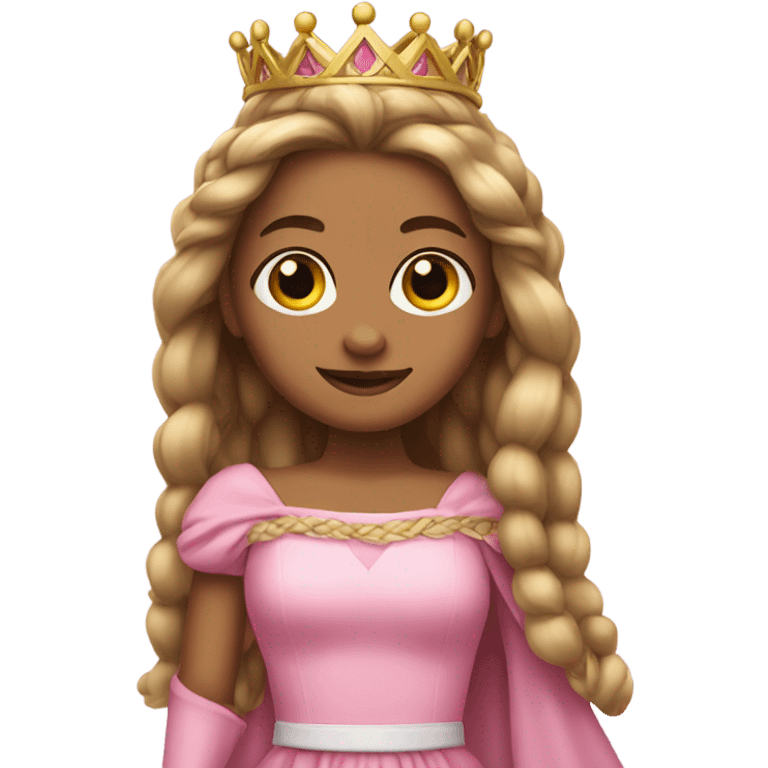 White princess with a braid and crown in a pink dress emoji