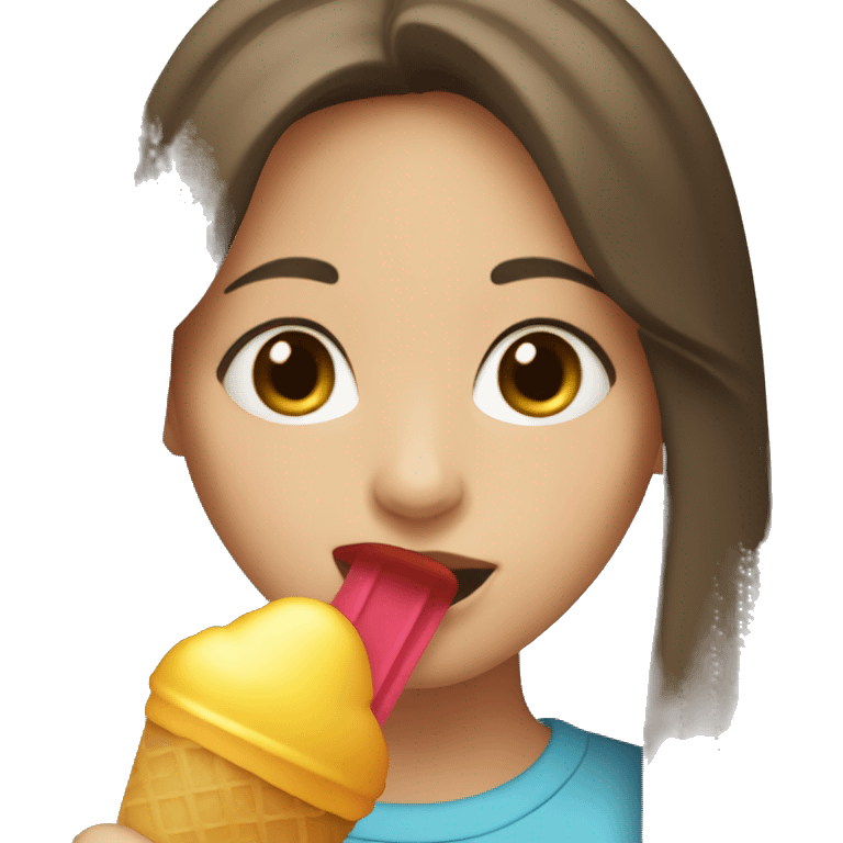 Girl with brown hair licking an ice lolly  emoji