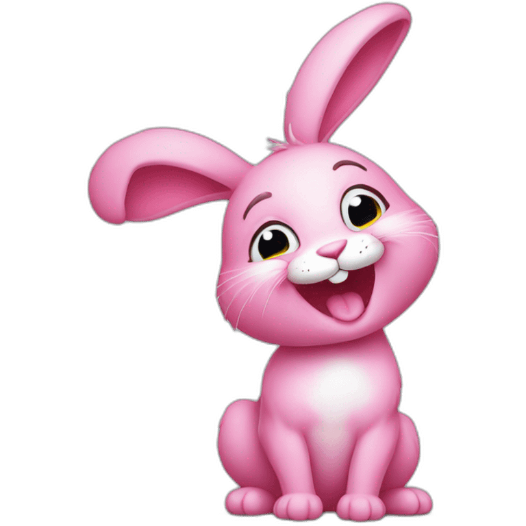 Pink rabbit winking emoji