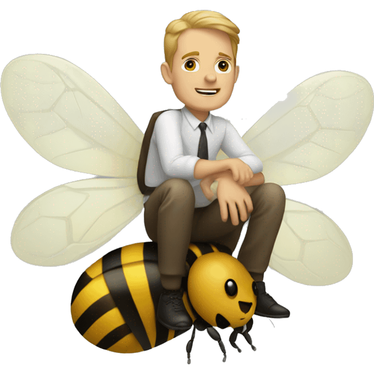 a white man sitting on a bee emoji