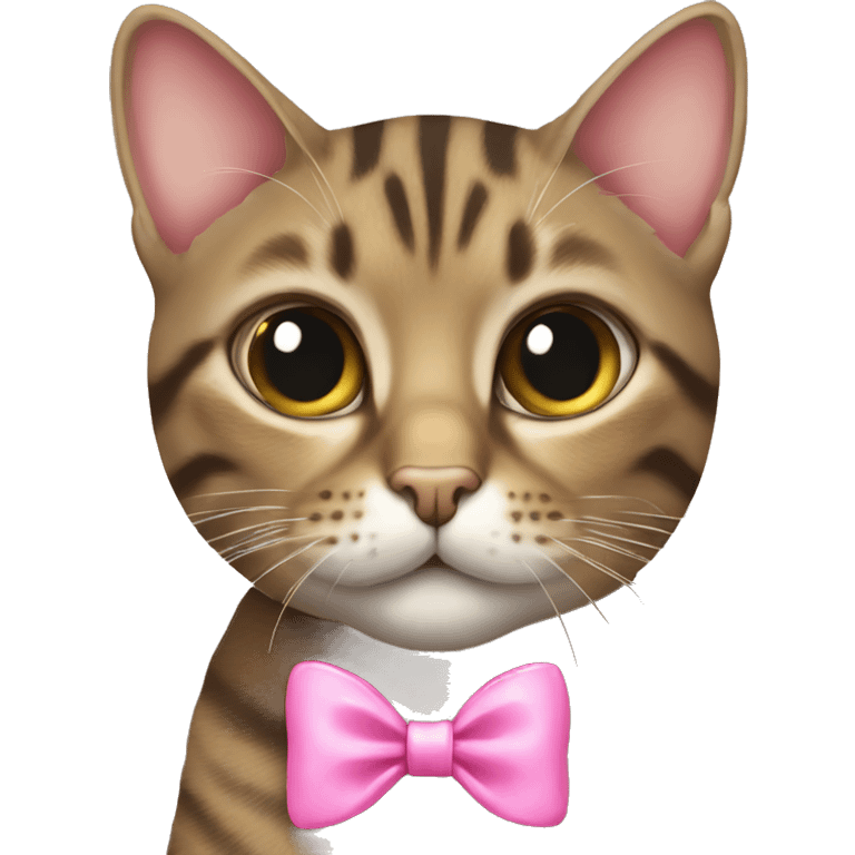 Female tabby cat with pink bow emoji