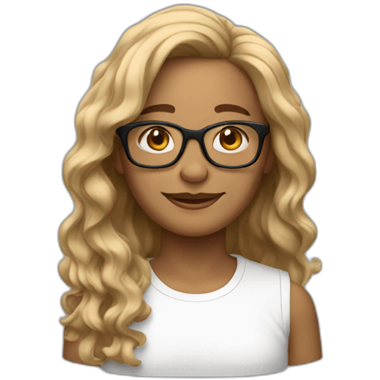  53 years brown blonde wavy long hair with glasses emoji