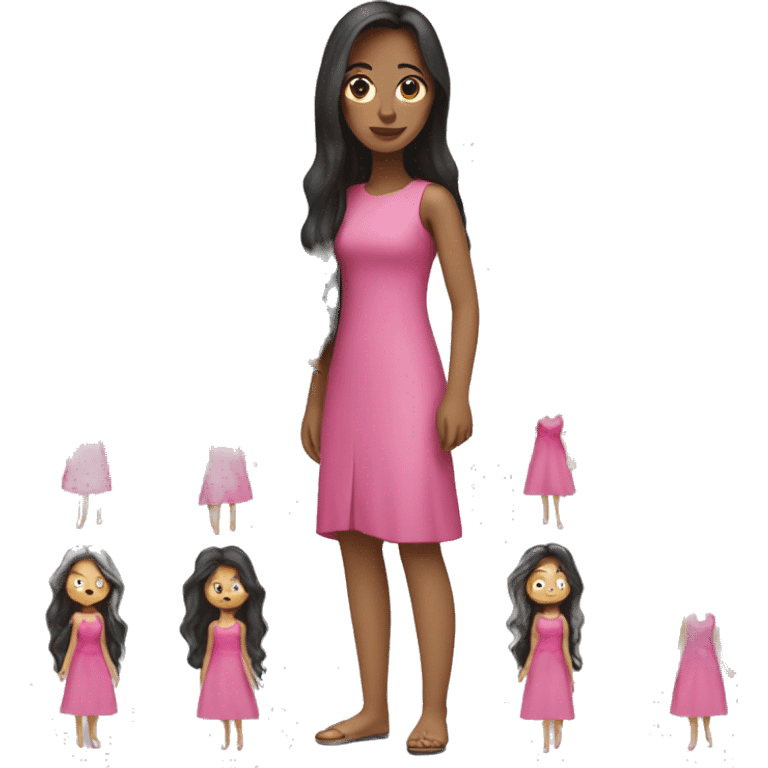 Woman with long dark-hair pink dress emoji