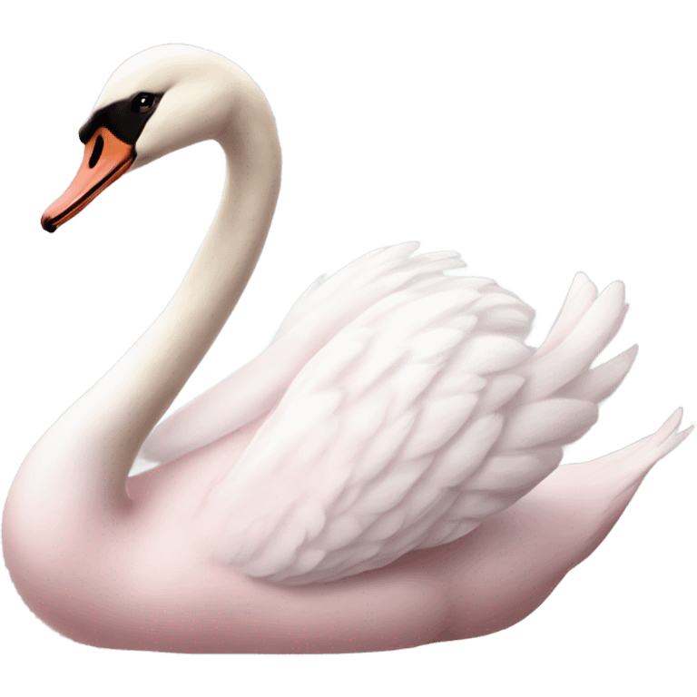 Light pink  swan realistic faced sideways emoji