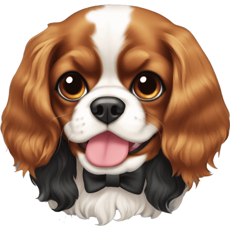 Black and Tan cavalier King Charles spaniel with a bow emoji