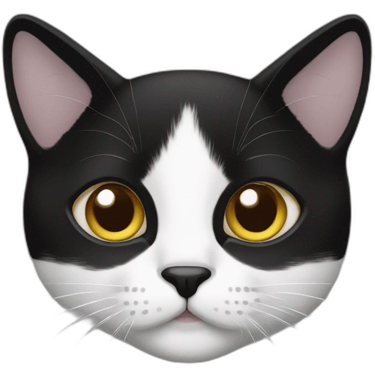 Black and white cat white a black mustache  emoji