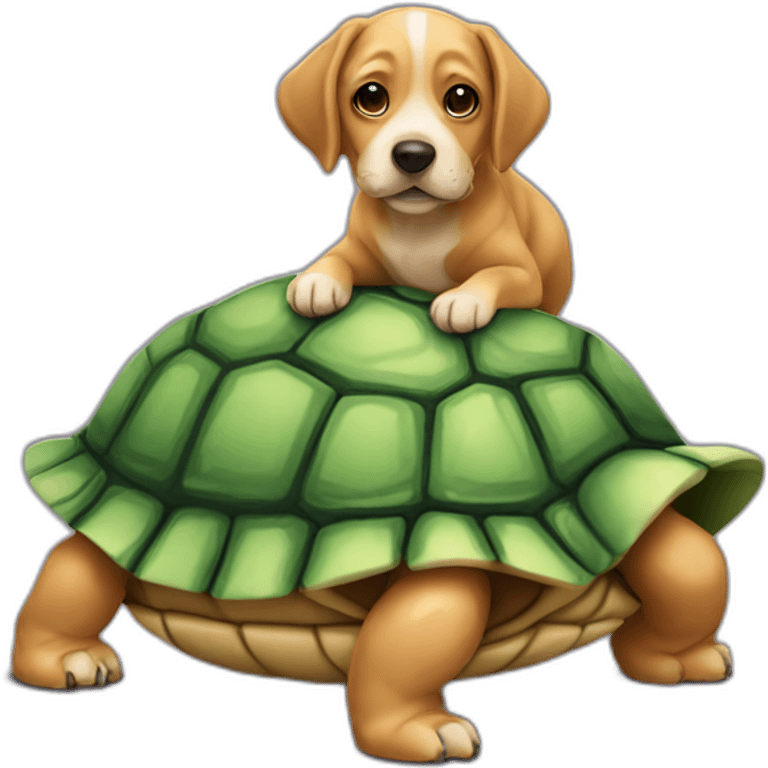 Chien sur une tortue emoji